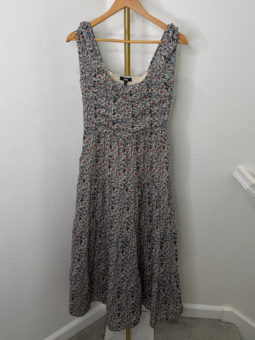 PAIGE Olivetta Floral Tiered Midi Dress Size 6